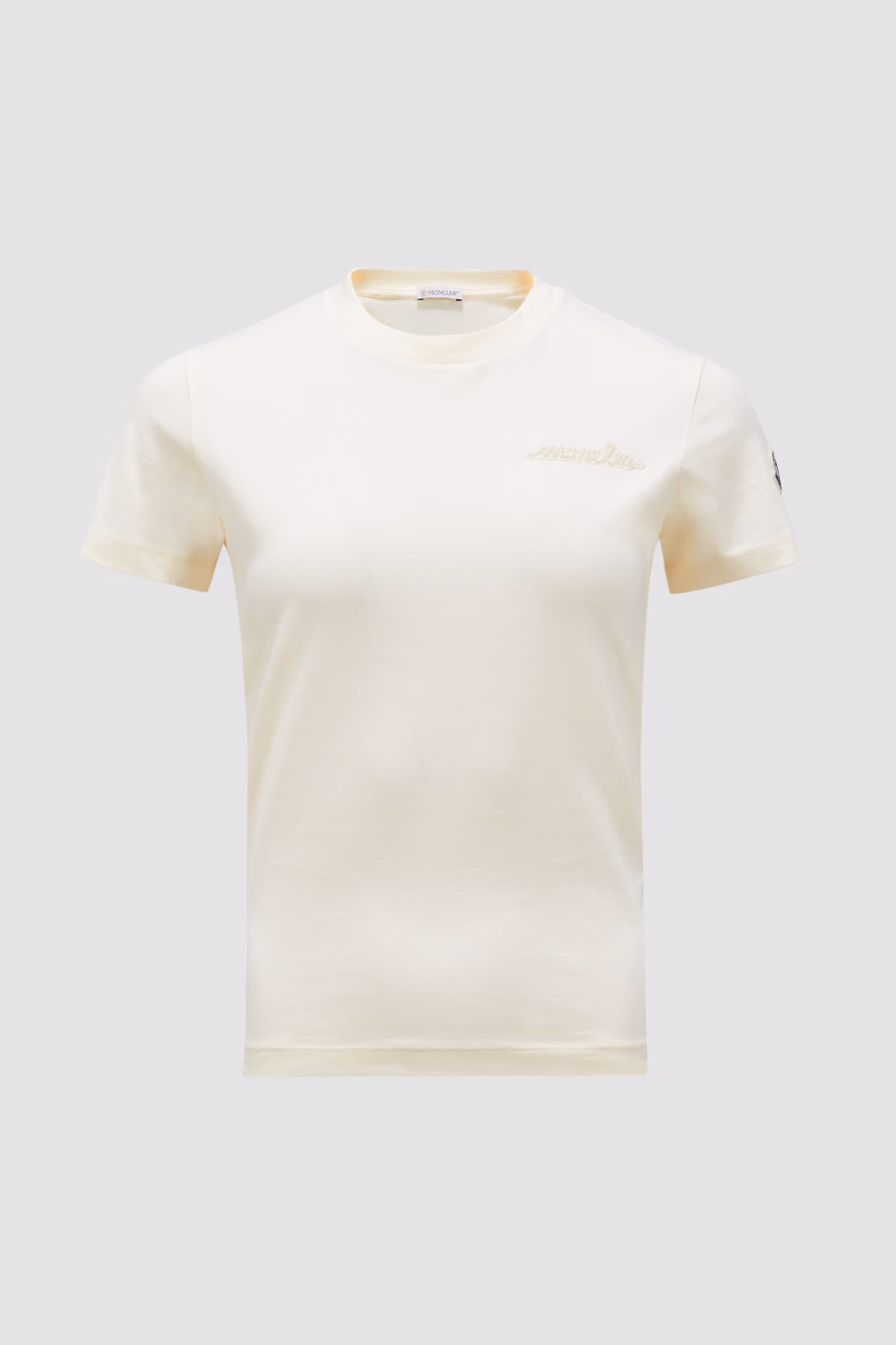 Camiseta de algodón con logotipo de cuentas Mujer Blanco Moncler 2
